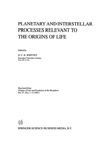 Planetary and Interstellar Processes Relevant to the Origins of Life