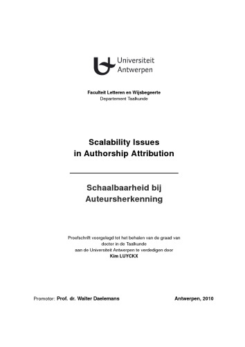 Scalability Issues in Authorship Attribution