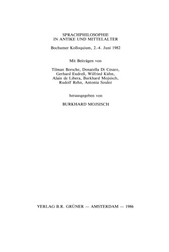 Sprachphilosophie in Antike und Mittelalter