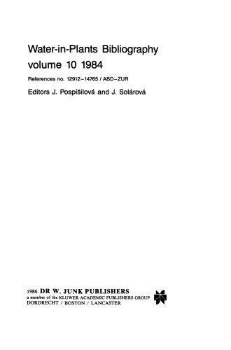 Water-in-Plants Bibliography: References no. 12912-14765 / ABD-ZUR