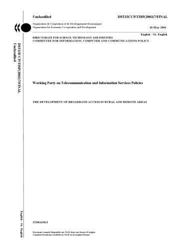 Development of Broadband Access in Rural and Remote Areas.