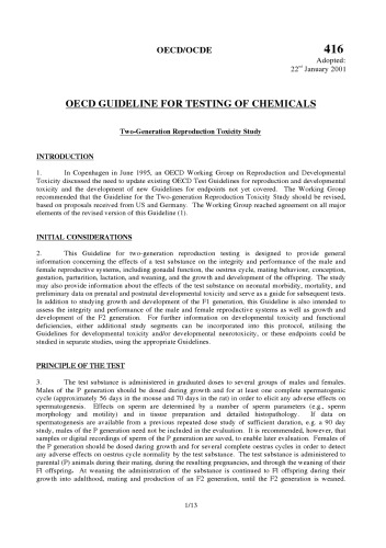 Test no. 416 : two-generation reproduction toxicity