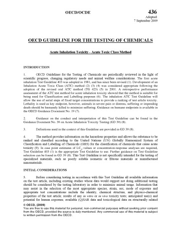 Test No. 436: Acute Inhalation Toxicity - Acute Toxic Class Method