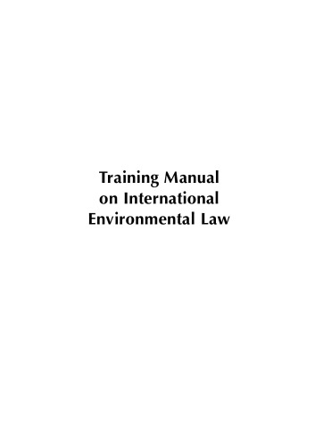 Training manual on international environmental law