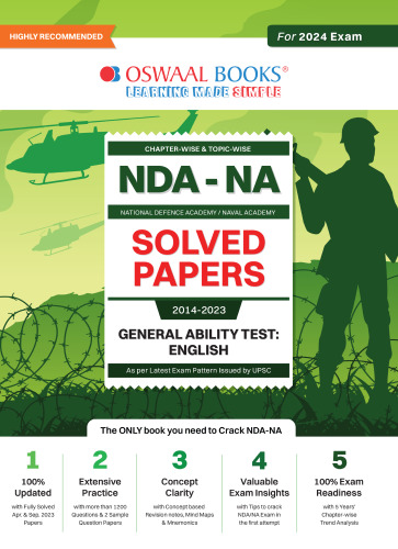 Oswaal NDA-NA (National Defence Academy / Naval Academy) Chapterwise & Topicwise Solved Papers (2014-2023) General Ability Test: English For 2024 Exam