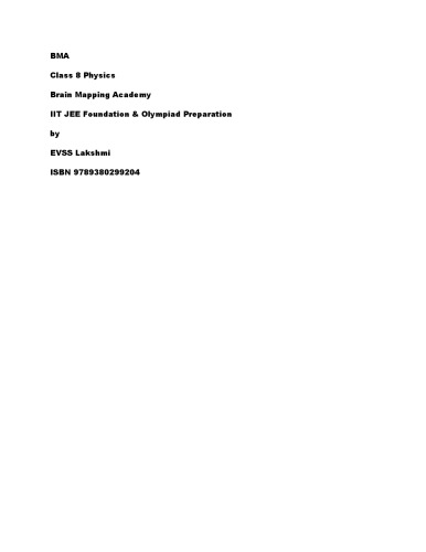 BMA Class 8 Physics Brain Mapping Academy IIT JEE Foundation & Olympiad Preparation by EVSS Lakshmi