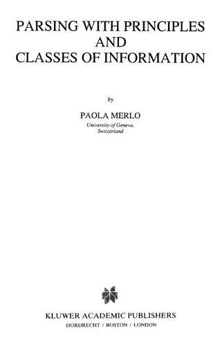 Parsing with Principles and Classes of Information