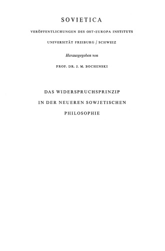 Das Widerspruchsprinzip in der Neueren Sowjetischen Philosophie