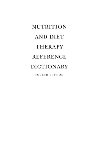 Nutrition and Diet Therapy Reference Dictionary
