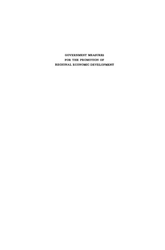 Government Measures for the Promotion of Regional Economic Development