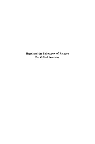 Hegel and the Philosophy of Religion: The Wofford Symposium