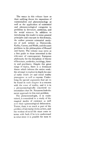 Literature, Philosophy, and the Social Sciences: Essays in Existentialism and Phenomenology