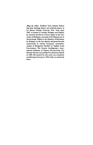 The Danube Swabians: German Populations in Hungary, Rumania and Yugoslavia, and Hitler’s impact on their Patterns