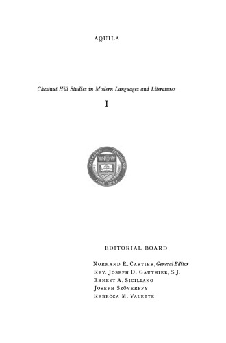 Aquila: Chestnut Hill Studies in Modern Languages and Literatures