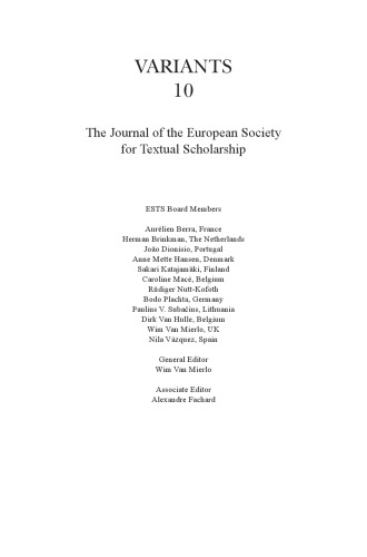 The Journal of the European Society for Textual Scholarship
