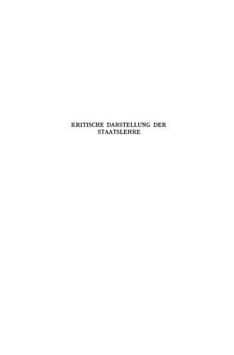 Kritische Darstellung der Staatslehre
