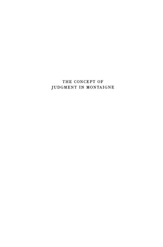The Concept of Judgment in Montaigne