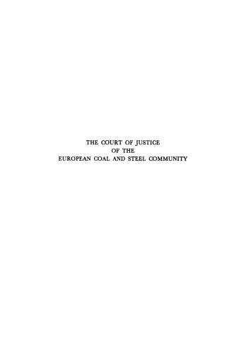 The Court of Justice of the European Coal and Steel Community