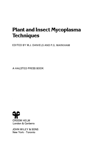 Plant and Insect Mycoplasma Techniques