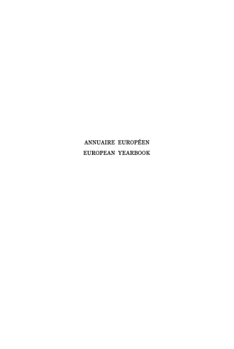 Annuaire Européen / European Yearbook