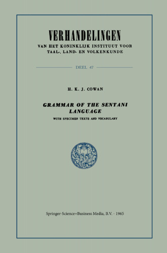 Grammar of the Sentani Language: With Specimen Texts and Vocabulary
