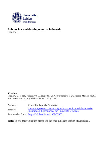 Labour Law and Development in Indonesia