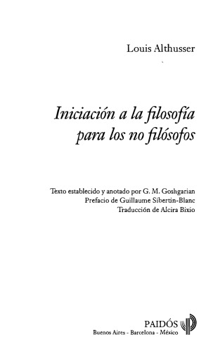Iniciación a la filosofía para los no filósofos
