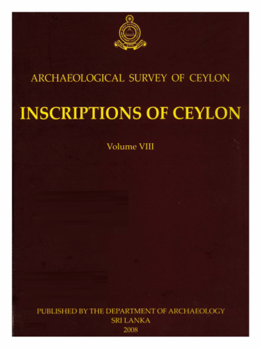Inscriptions of Ceylon. Vol. 8