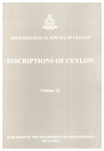Inscriptions of Ceylon. Vol. 9