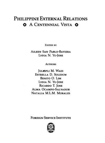 Philippine external relations : a centennial vista
