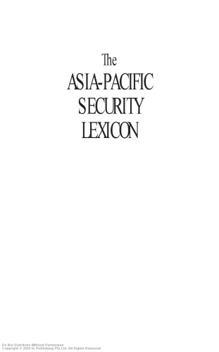 The Asia-Pacific security lexicon