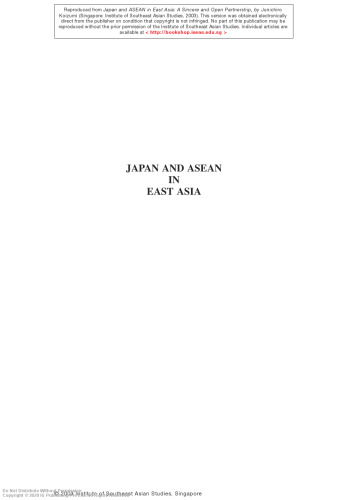 Japan and ASEAN in East Asia : a sincere and open partnership
