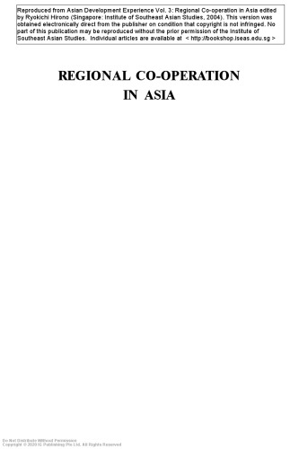 Asian Development Experience, Volume 3 : Regional Co-operation in Asia