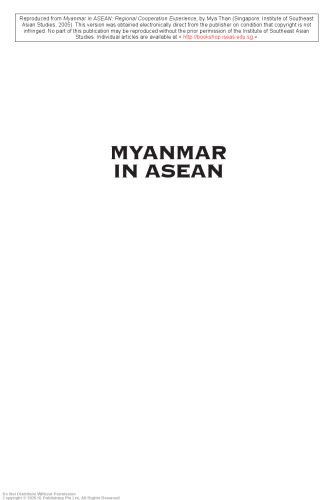 Myanmar in ASEAN : regional cooperation experience
