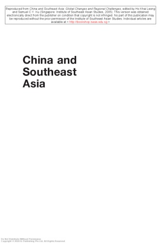 China and Southeast Asia : global changes and regional challenges
