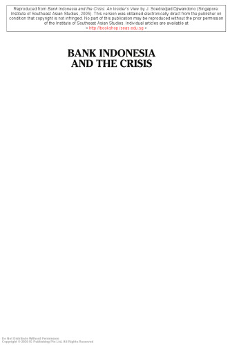 Bank Indonesia and the crisis : an insider's view