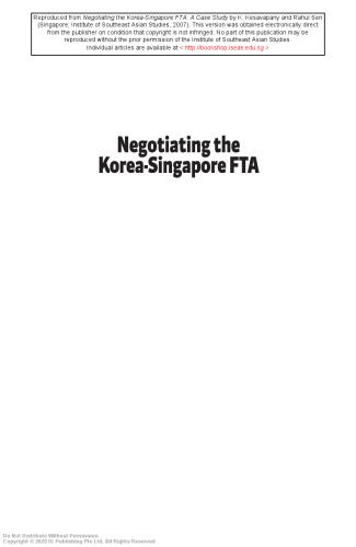 Negotiating the Korea-Singapore FTA : a case study