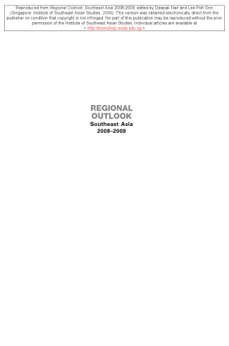 Regional Outlook: Southeast Asia 2008-2009