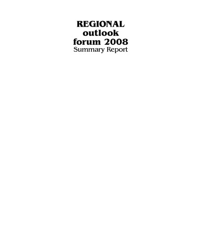 Regional Outlook Forum 2008: Summary Report