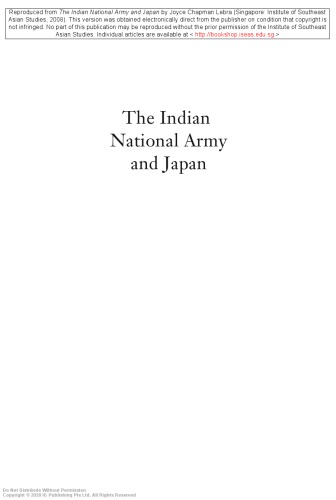 The Indian National Army and Japan