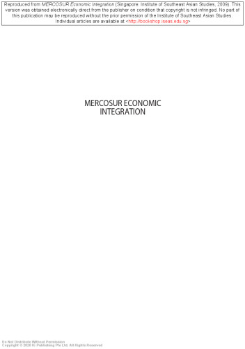 MERCOSUR economic integration : lessons for ASEAN
