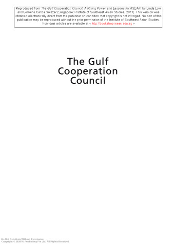 The Gulf Cooperation Council : a rising power and lessons for ASEAN