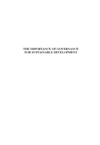 The Importance of Governance for Sustainable Development