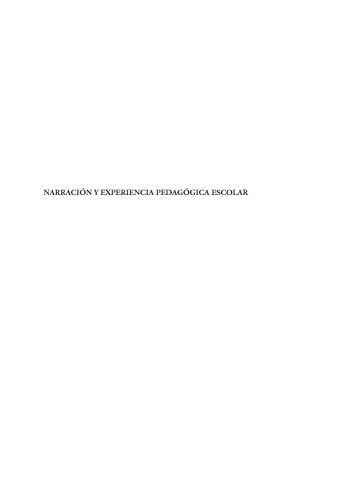 Narración y experiencia pedagógica escolar