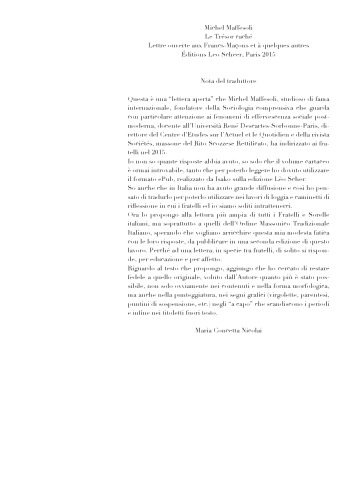 Il tesoro nascosto. Lettera aperta ai Massoni e alla società postmoderna