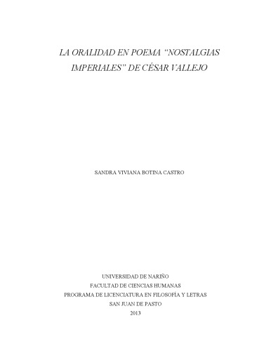 La oralidad en poema "Nostalgias imperiales" de César Vallejo