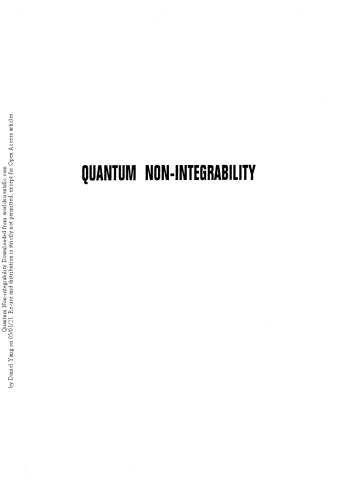 Quantum Non-integrability