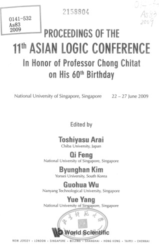 Proceedings of The 11th Asian Logic Conference
