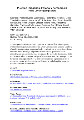 Pueblos Indígenas, Estado y democracia
