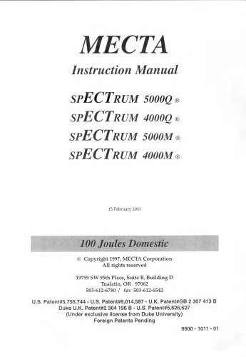 MECTA spECTrum Instruction Manual 100 Joules